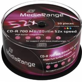 50 Mediarange CD-R full printable 80min 700MB 52x Spindel - Bild vergr��ern 