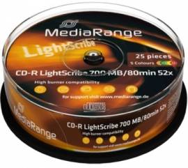 100 Mediarange CD-R lightscribe color mix 700MB 80Min 52x Spindel - Bild vergr��ern 