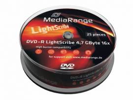 100 Mediarange DVD-R lightscribe 4.7GB 120Min 16x Spindel - Bild vergr��ern 