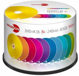 50 Primeon DVD+R Double Layer ten colors 8,5GB 240Min 8x Spindel - Bild vergrößern