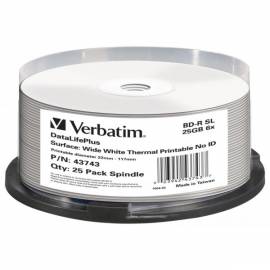 25 Verbatim Blu-ray BD-R Thermo full printable 25GB 6x Spindel - Bild vergr��ern 