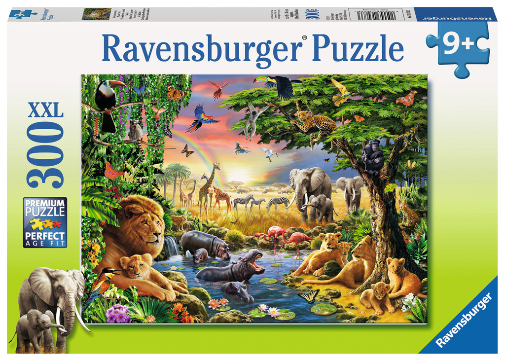 300 Teile Ravensburger Kinder Puzzle XXL Abendsonne am Wasserloch 13073