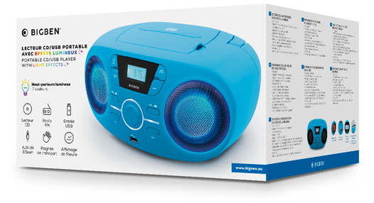 Bigben tragbarer CD Player CD61 blau USB MP3 FM Radio AUX-IN AU379310