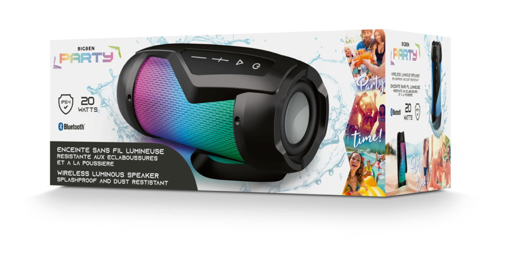 Bigben Bluetooth portabler Lautsprecher Party Mini IP Disco Licht LED AU384796