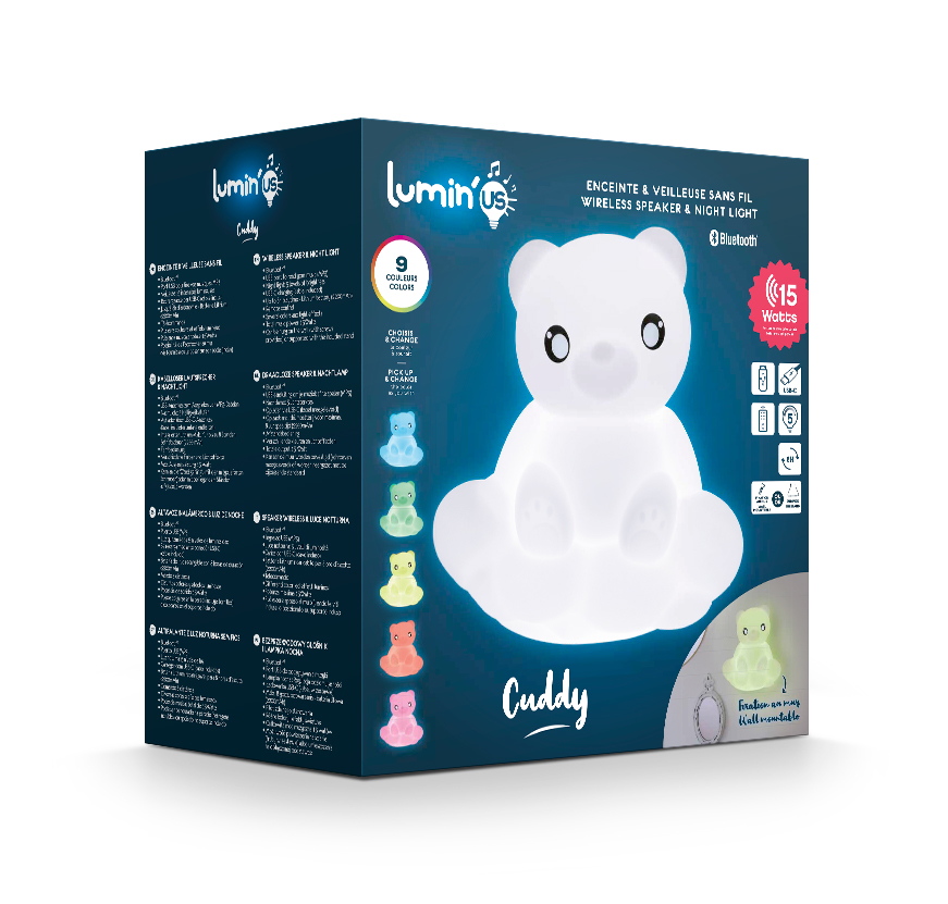 Bigben Bluetooth Wandlautsprecher Lumin´Us Bär LED Figur USB MP3 AU385359