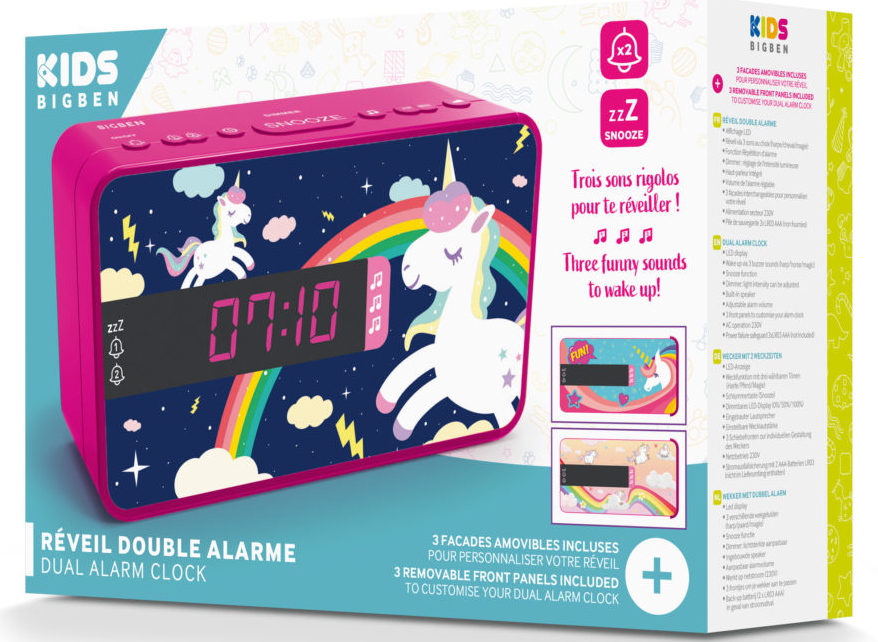 Bigben Wecker Kids R16 Unicorn inkl. 3 Frontblenden AU385632