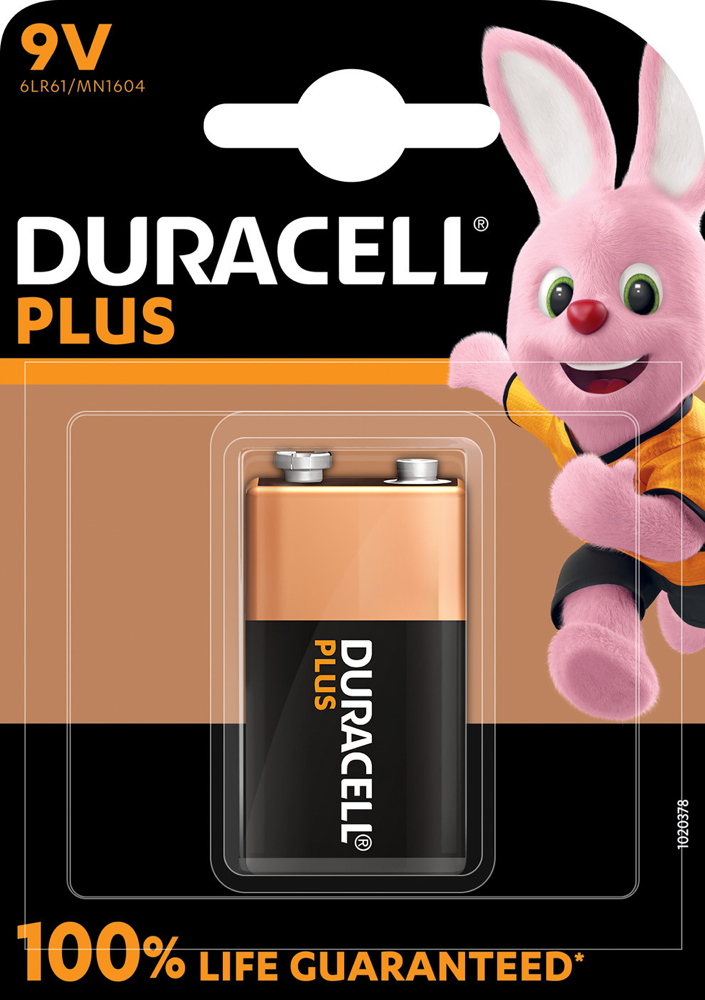 1 Duracell Plus 9V Block Alkaline 100% Life guaranteed Batterie Blister