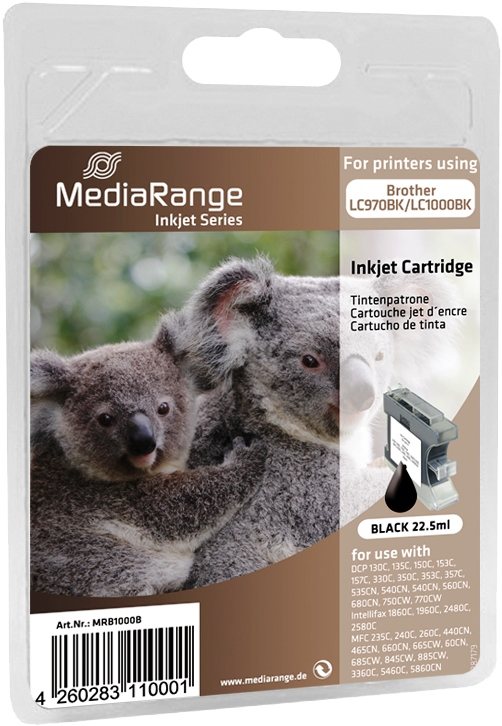5 Mediarange kompatible Tintenpatrone zu Brother LC970BK / LC1000BK black
