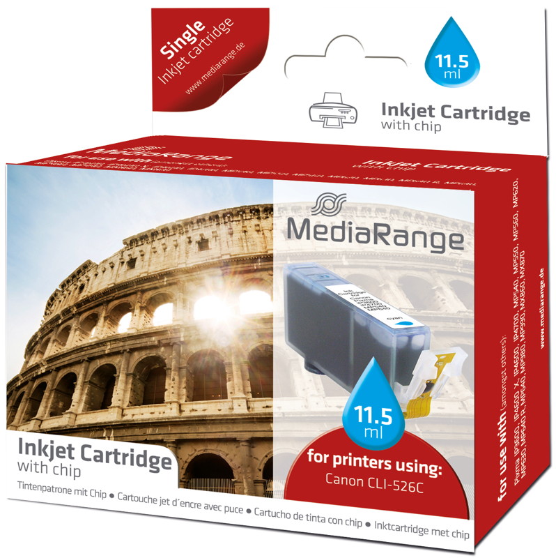 Mediarange kompatible Tintenpatrone zu Canon CLI-526C cyan