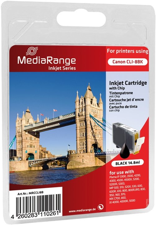 10x Mediarange kompatible Tintenpatrone zu Canon CLI-8BK black