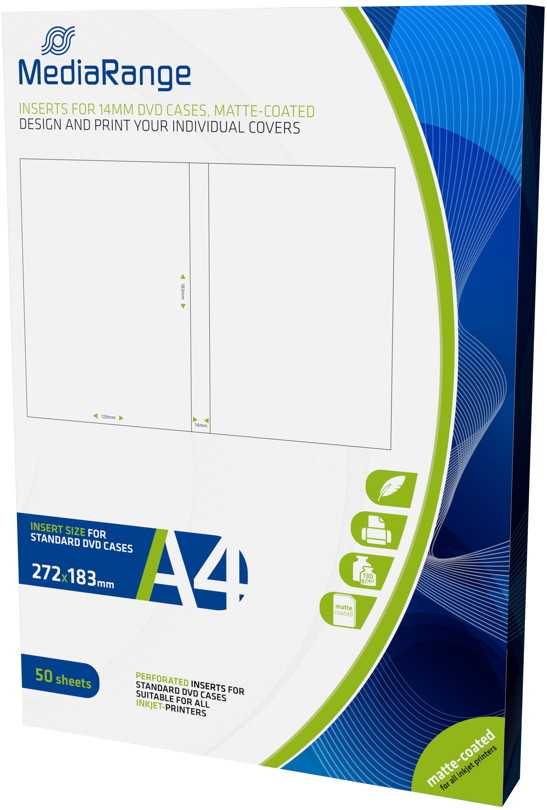 100 Mediarange DVD 14mm Inlay zum bedrucken