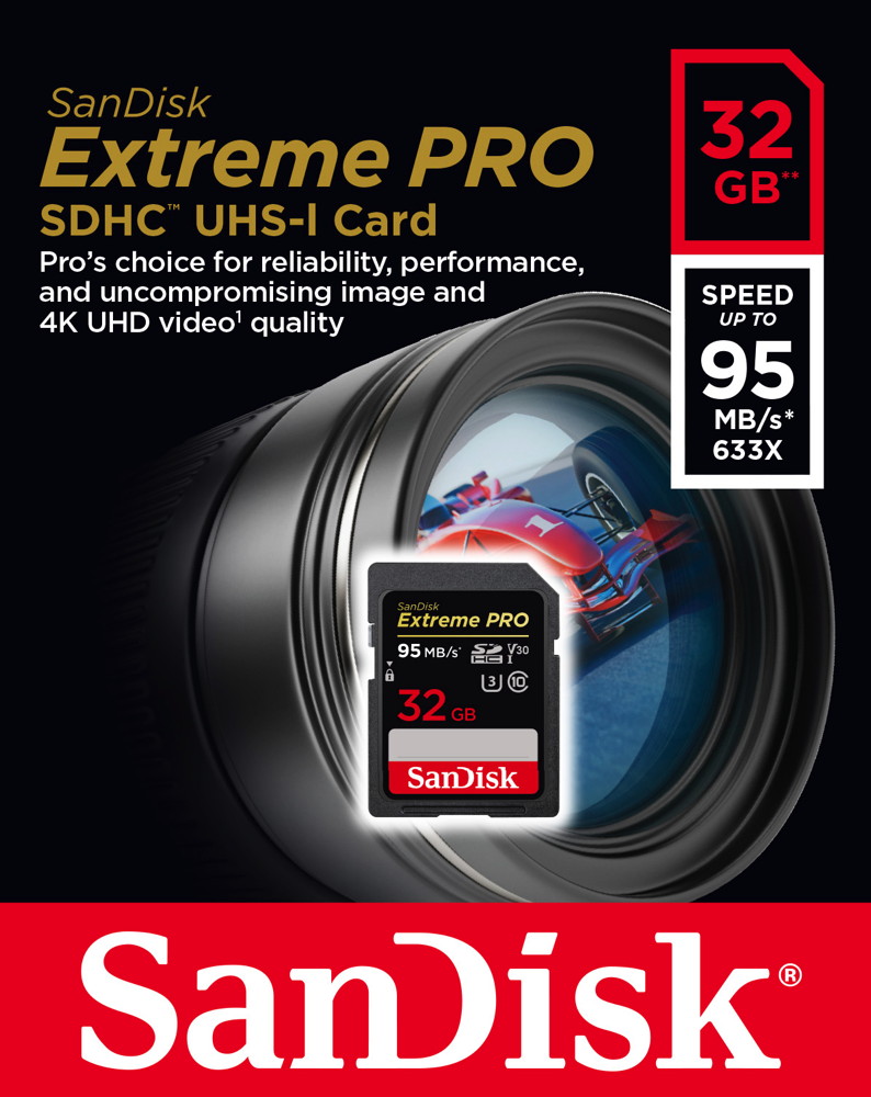 Sandisk SDHC Karte 32GB Speicherkarte Extreme Pro UHS-I U3 4K 95 MB/s