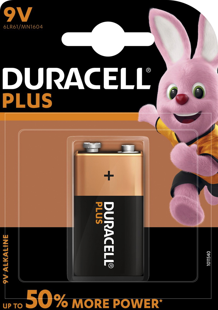 1 Duracell Plus Power 9V Block / MN1604 Alkaline Batterien Blister
