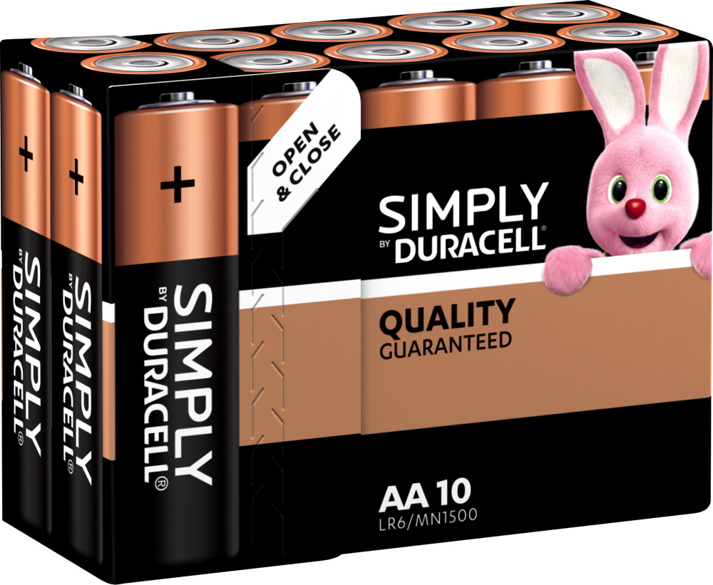 100 Duracell Simply AA / Mignon / MN1500 Alkaline Batterien im 10er Karton