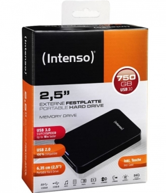 Intenso HDD externe Festplatte Memory Drive 2,5 Zoll 750GB USB 3.0 schwarz