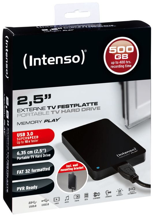 Treiber Für Externe Festplatte Intenso 2 5 Intenso HDD externe Festplatte Memory Play PVR 2,5 Zoll 500GB USB 3.0