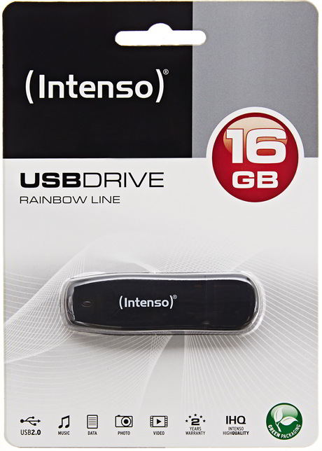 Intenso USB Stick 16GB Speicherstick Rainbow Line schwarz