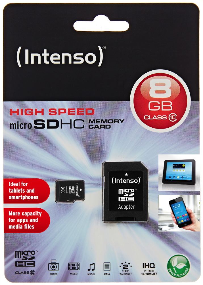 Intenso Micro SDHC Karte 8GB Speicherkarte Class 10 4034303016112 | eBay