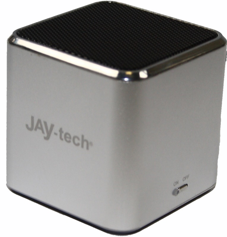 JAY-tech portabler Lautsprecher / MP3 Player Mini Bass Cube SA101 silber