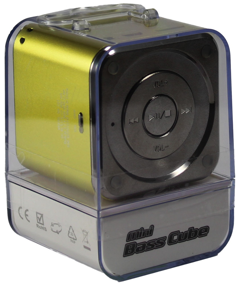 JAYtech portabler Lautsprecher / MP3 Player Mini Bass Cube SA101 grün