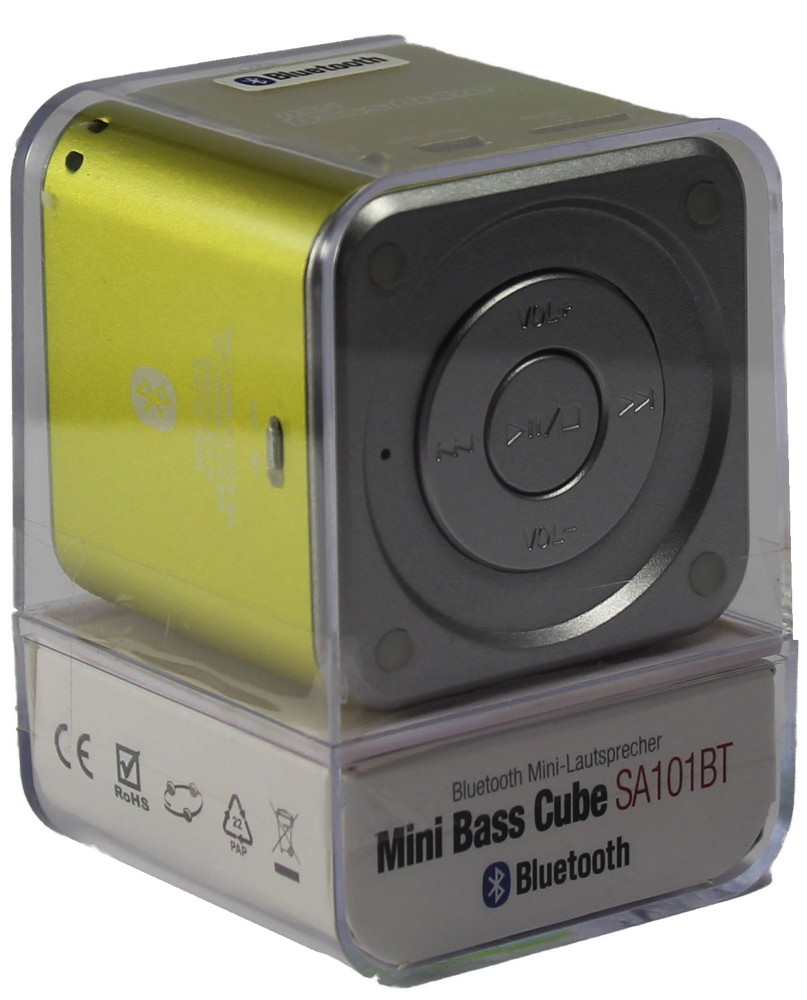 JAYtech Bluetooth portabler Lautsprecher / MP3 Player Mini Bass Cube