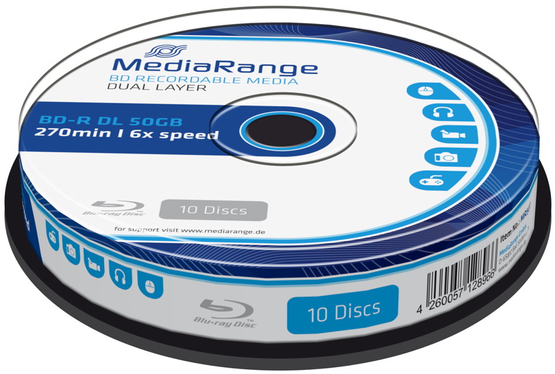 50 Mediarange Blu-ray BD-R 50 GB 6x Spindel