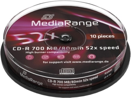 10 Mediarange CD-R 80min 700MB 52x Spindel