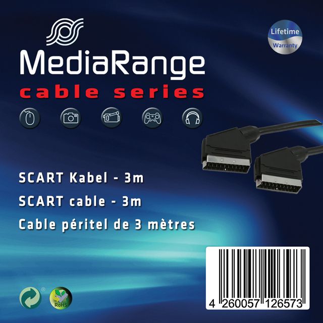 1 Mediarange Scart Kabel 3 m schwarz