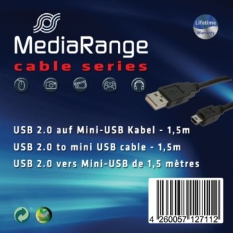 1 Mediarange USB Kabel USB - Mini USB 1,50 m schwarz