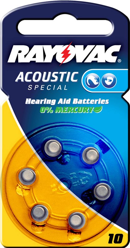 6 Rayovac 4610 Acoustic Spezial Typ 10 Zink-Luft H&ouml;rger&auml;tebatterien Blister