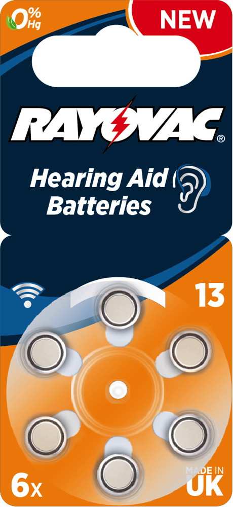 6 Rayovac 4606 Acoustic Spezial Typ 13 Zink-Luft H&ouml;rger&auml;tebatterien Blister