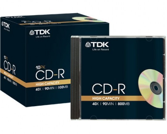 10 TDK CD-R 90min 800MB 40x Jewel Case
