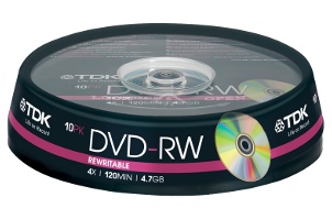50 TDK DVD-RW 120min 4,7GB 4x Spindel