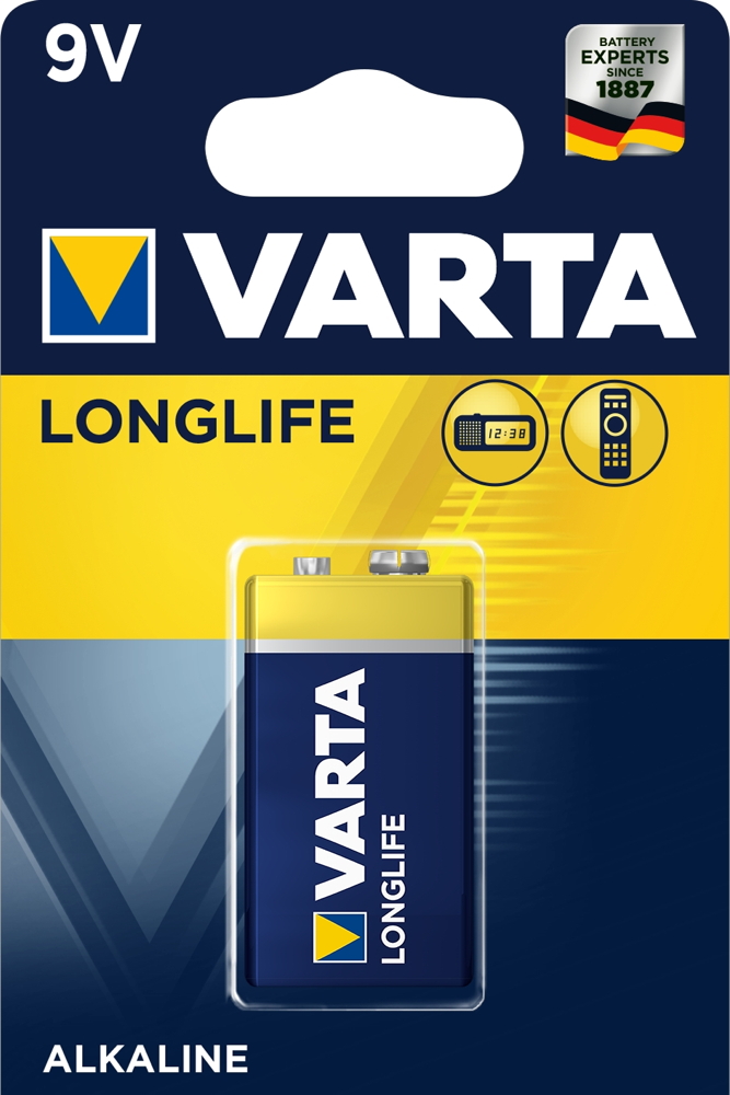 1 Varta 4122 Longlife 9V Block Alkaline Batterie Blister