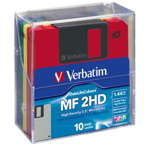10 Verbatim color HD-MF2 DOS Disketten 1,44 MB