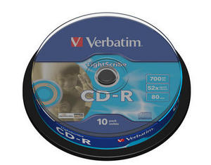 10 Verbatim CD-R lightscribe 80Min 700MB 52x Spindel