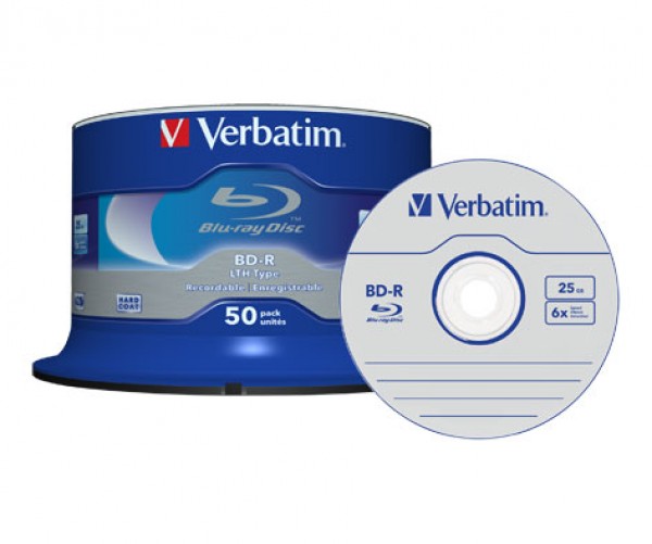 50 Verbatim Bluray BDR LTH 25GB 6x Spindel