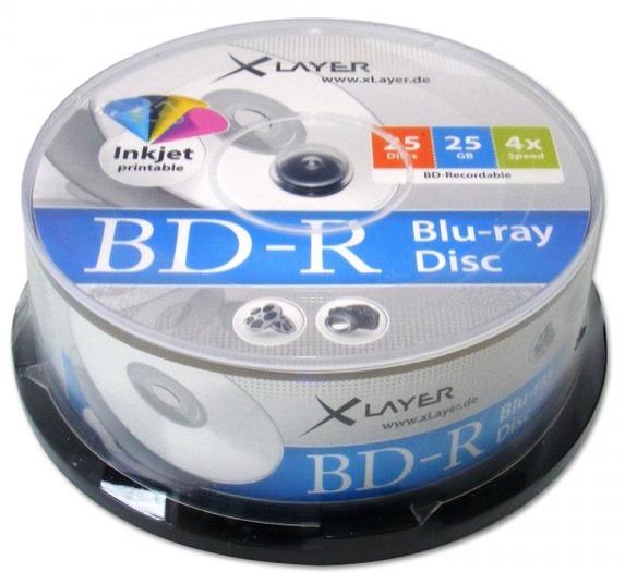 100 XLayer Bluray BD-R full printable 25GB 4x Spindel