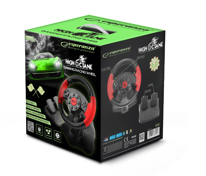 Esperanza Lenkrad und Pedal Controller PC Playstation 2 Playstation 3 schwarz EG103 - Bild vergrößern