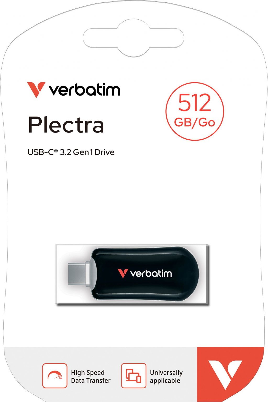 Verbatim USB Stick 512GB Speicherstick Plectra schwarz Typ C USB 3.2 Gen 1