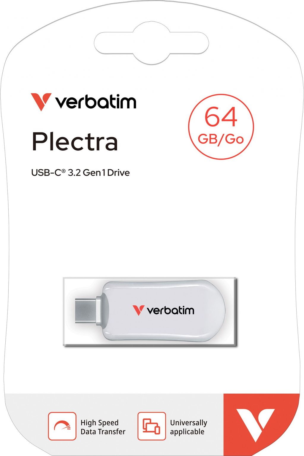 Verbatim USB Stick 64GB Speicherstick Plectra weiß Typ C USB 3.2 Gen 1