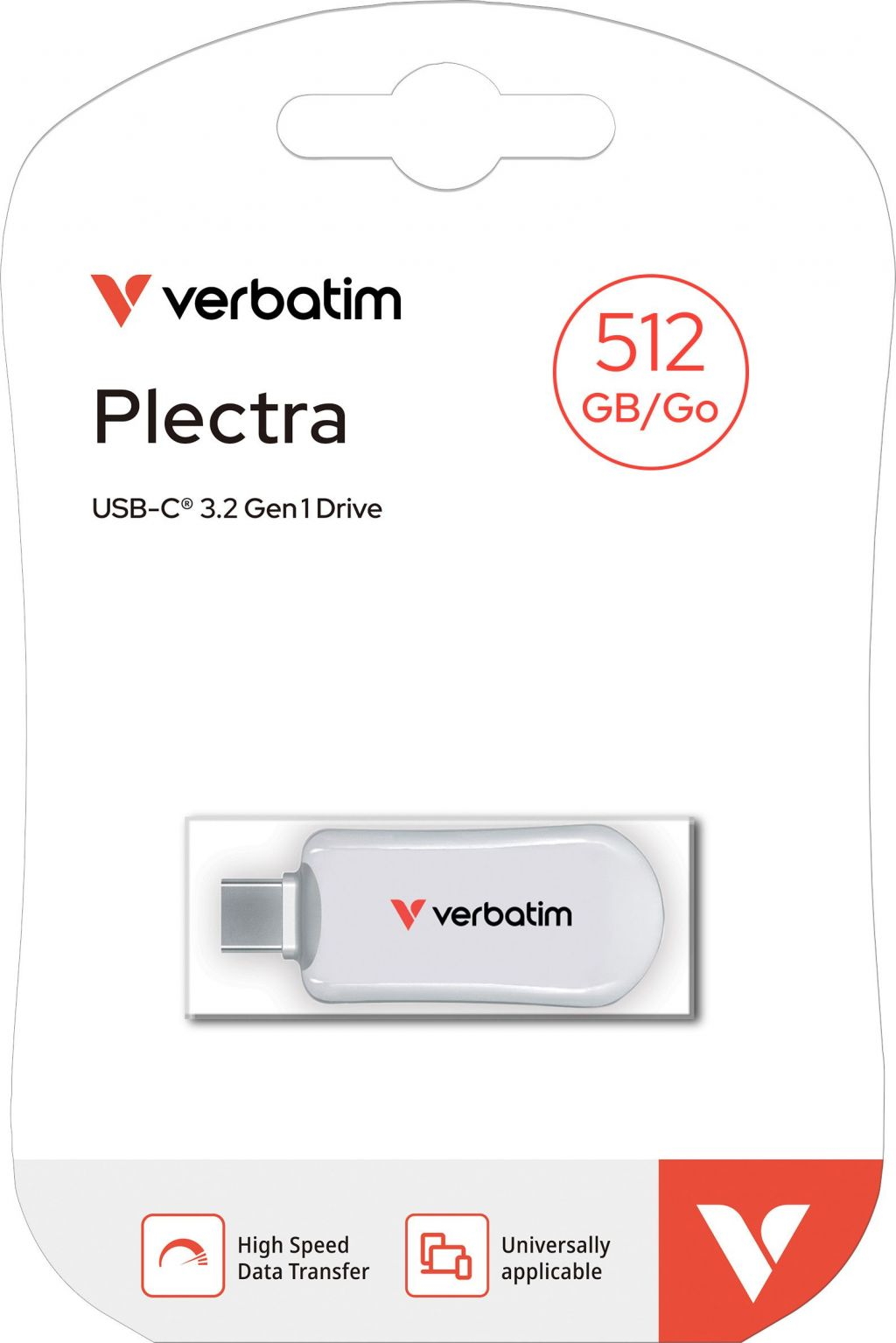 Verbatim USB Stick 512GB Speicherstick Plectra weiß Typ C USB 3.2 Gen 1