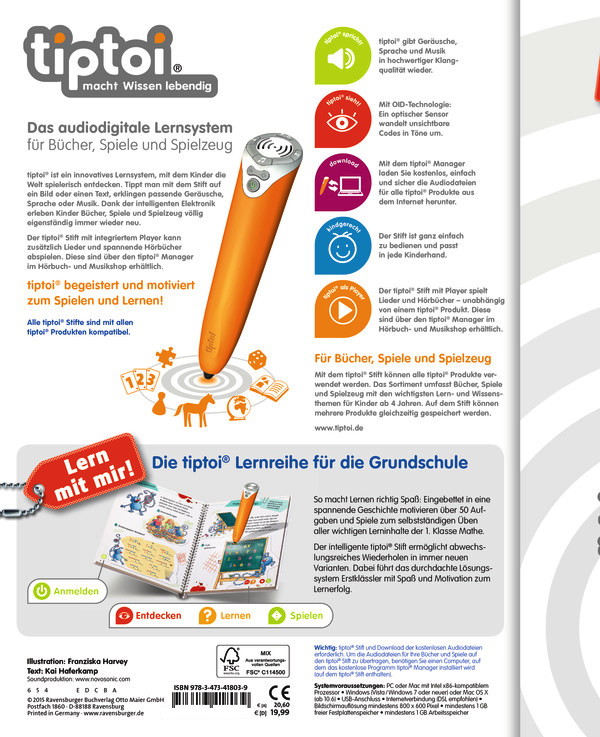 Ravensburger tiptoi Buch Lern mit mir! Mathe 1. Klasse 41803