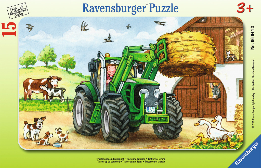 15 Teile Ravensburger Kinder Rahmen Puzzle Traktor auf dem Bauernhof 06044