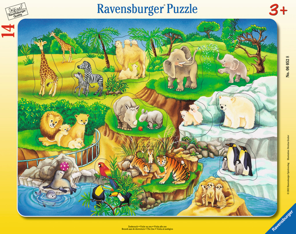 14 Teile Ravensburger Kinder Rahmen Puzzle Zoobesuch 06052
