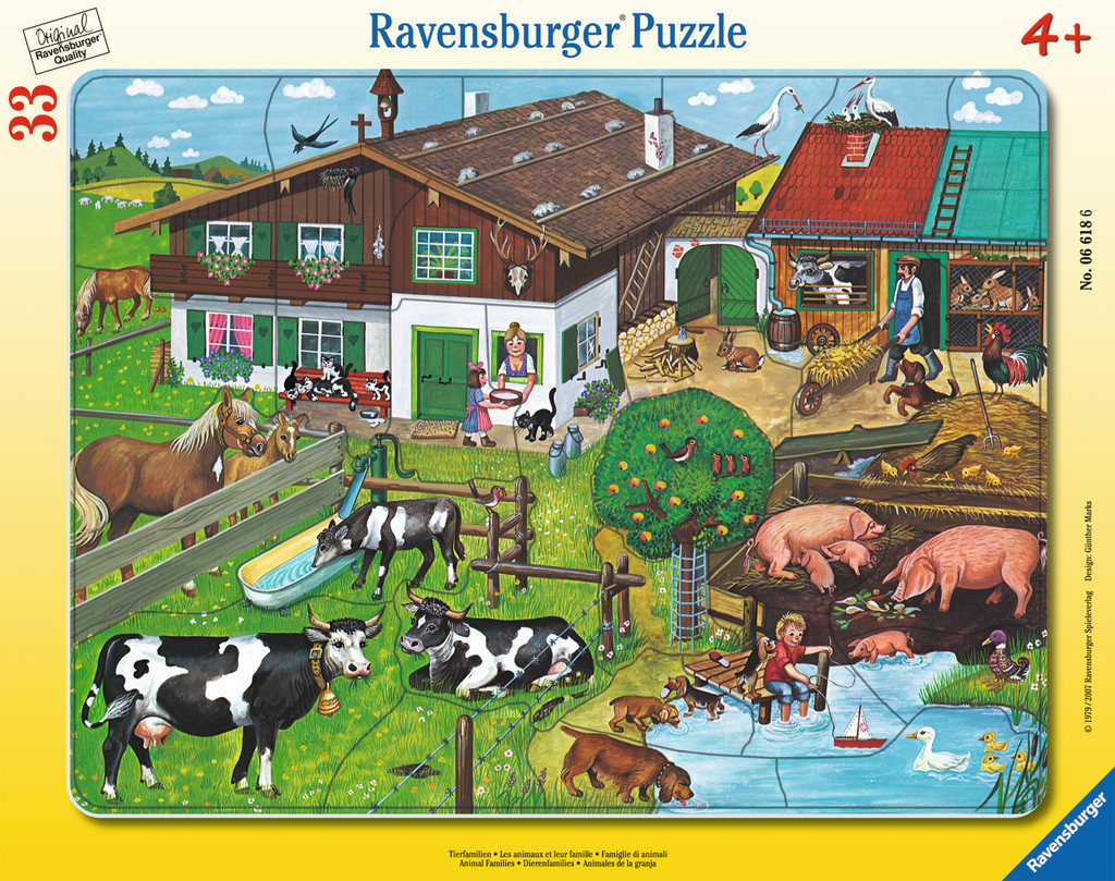 33 Teile Ravensburger Kinder Rahmen Puzzle Tierfamilien 06618