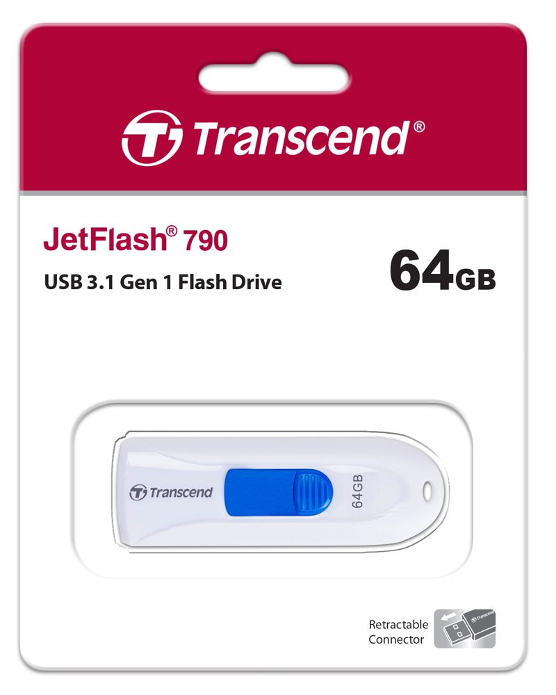 Transcend USB Stick 64GB Speicherstick JetFlash 790W weiß USB 3.1