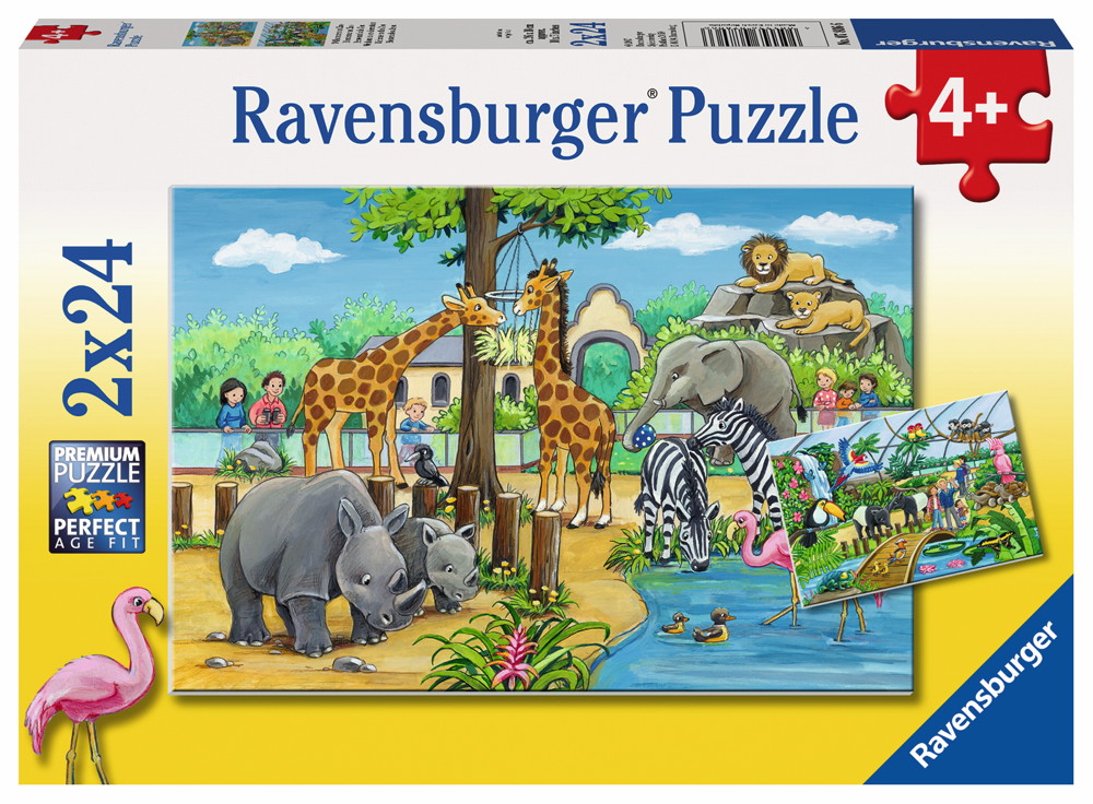 2 X 24 Teile Ravensburger Kinder Puzzle Willkommen im Zoo 07806