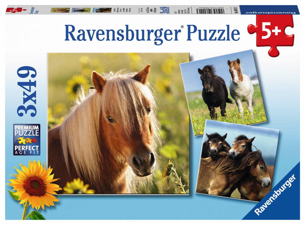 3 x 49 Teile Ravensburger Kinder Puzzle Liebe Pferde 08011