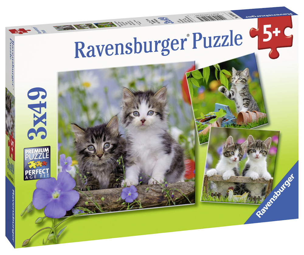 3 X 49 Teile Ravensburger Kinder Puzzle Süße Samtpfötchen 08046
